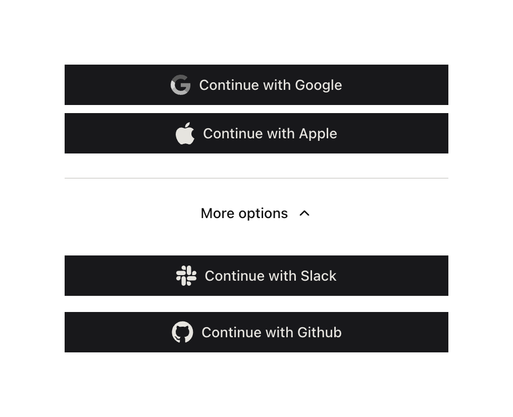 Midday Social login buttonUI component example