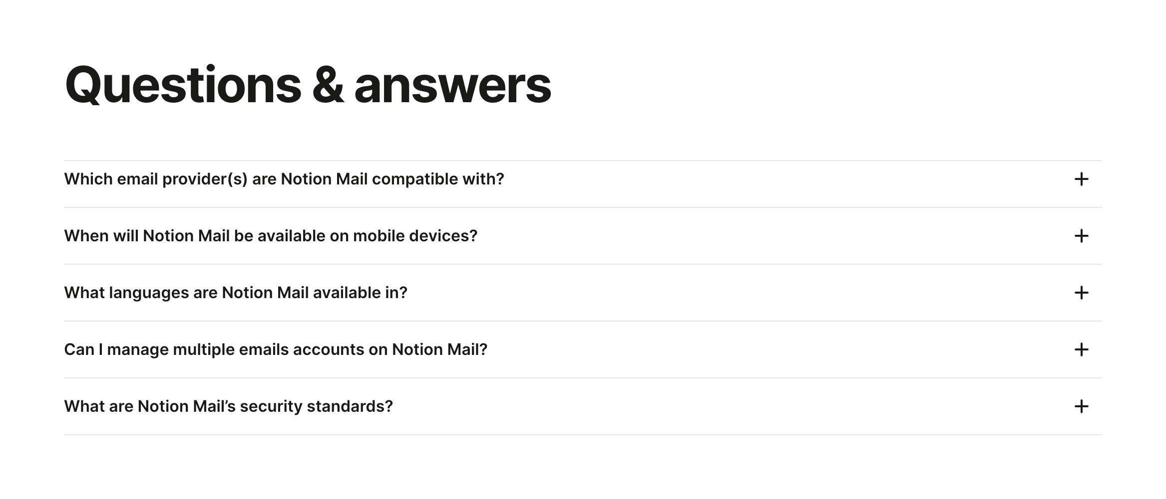 Notion Mail FAQUI component example