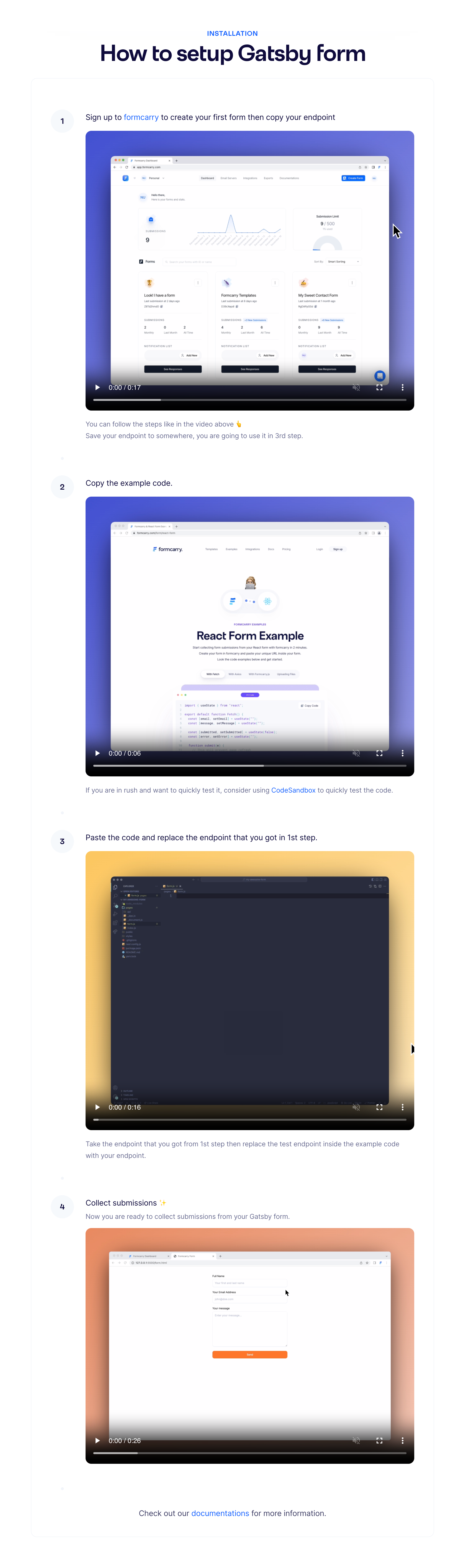 Formcarry StepperUI component example