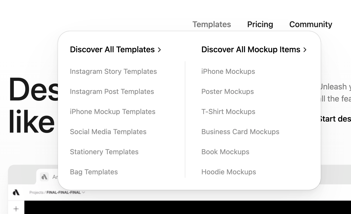 Artboard Studio Flyout menuUI component example