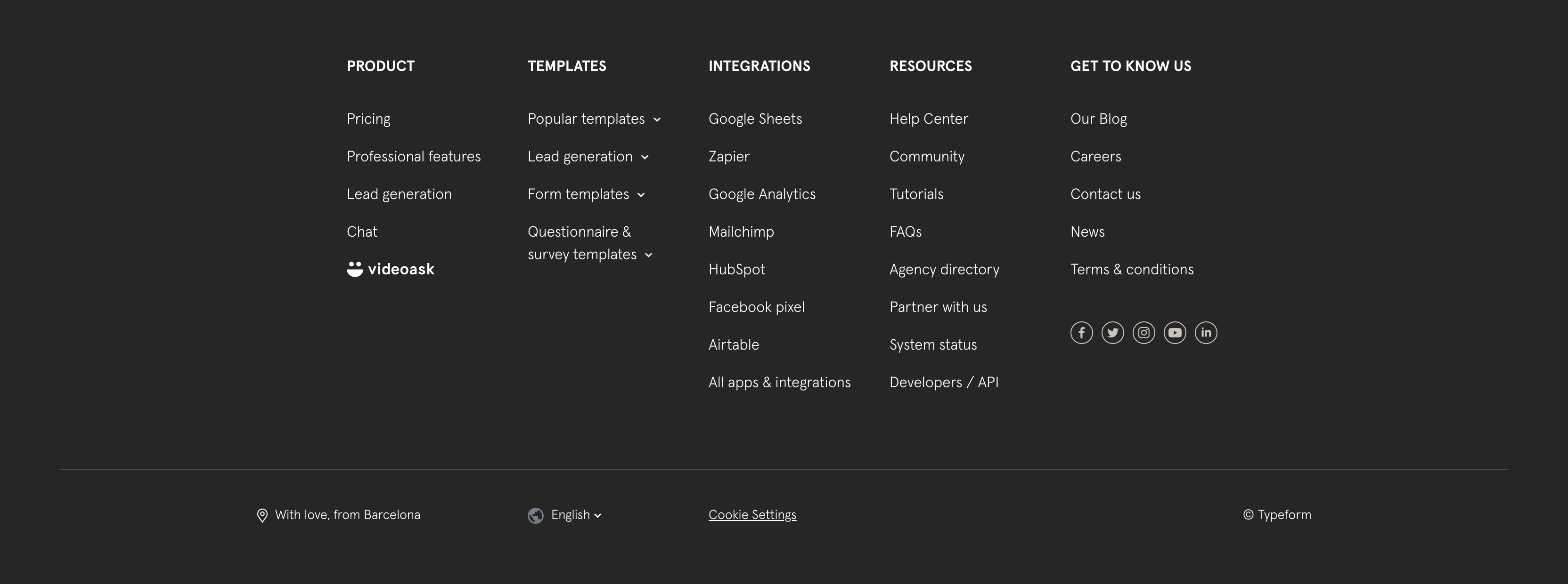 Typeform FooterUI component example