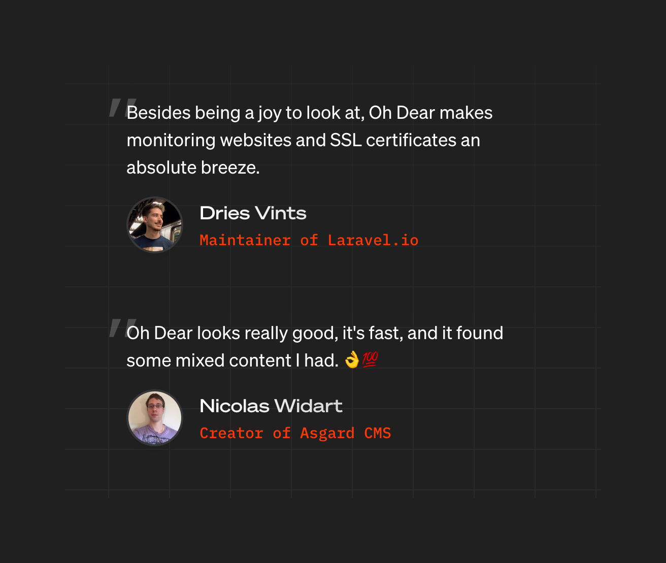 Oh Dear TestimonialUI component example