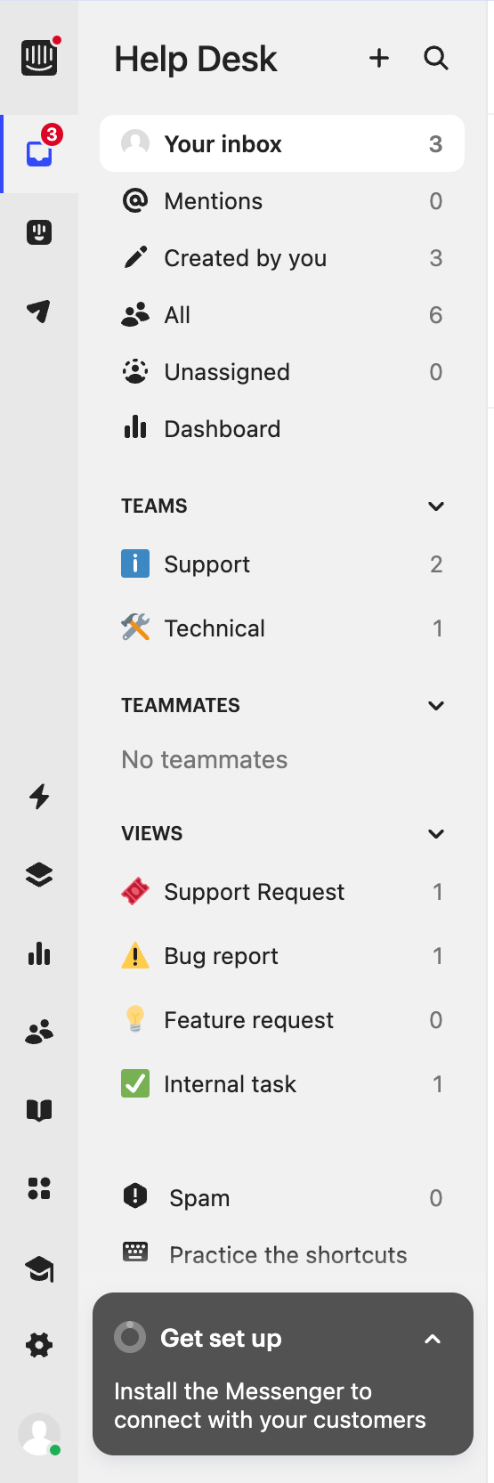 Intercom Vertical navigationUI component example