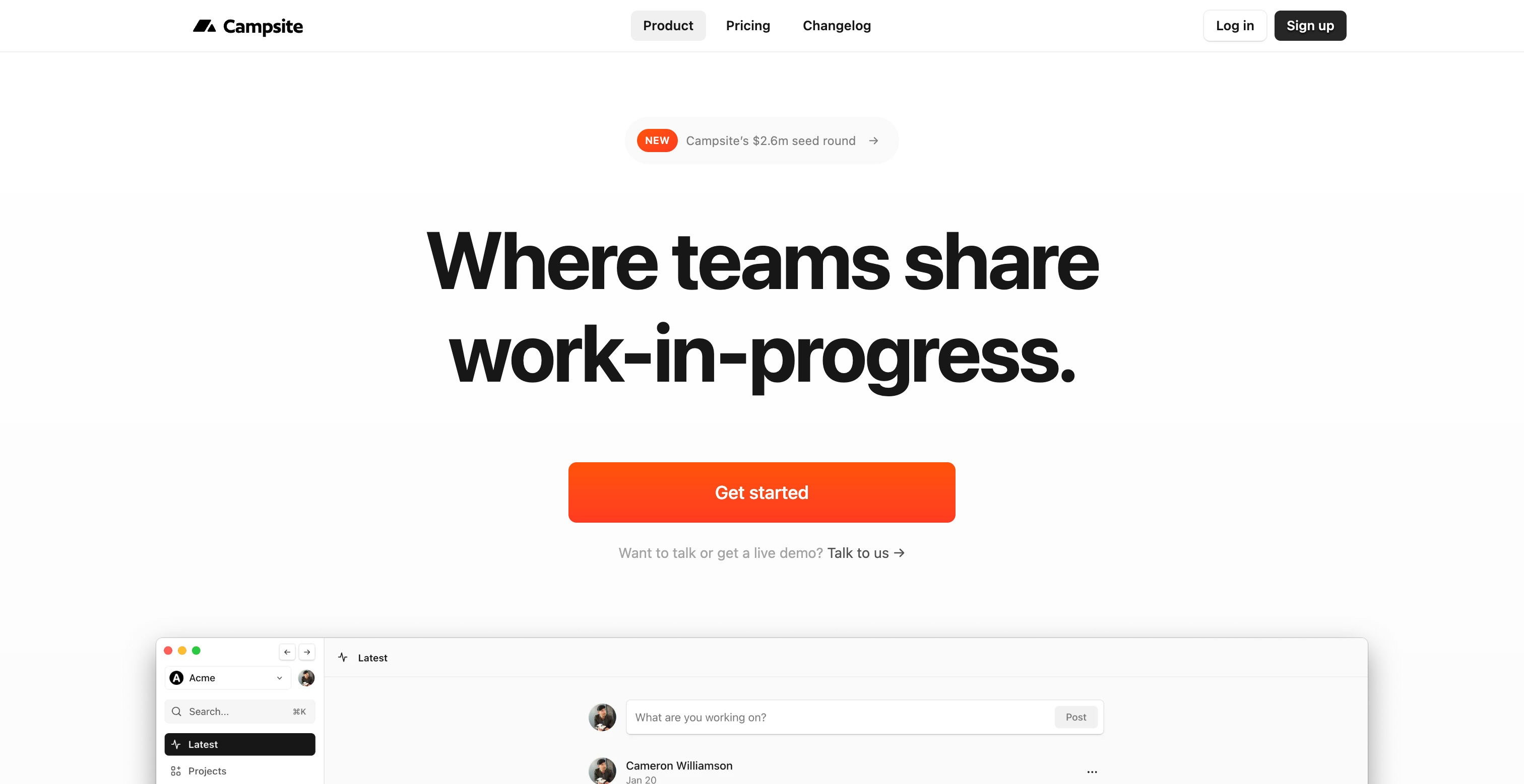 Campsite Hero sectionUI component example