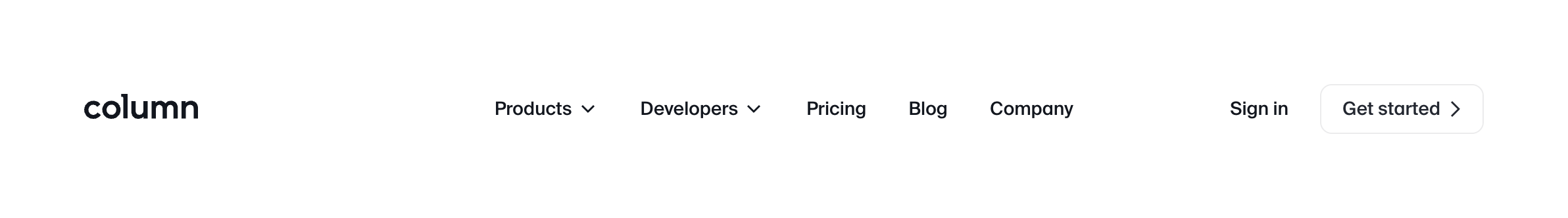 Column HeaderUI component example