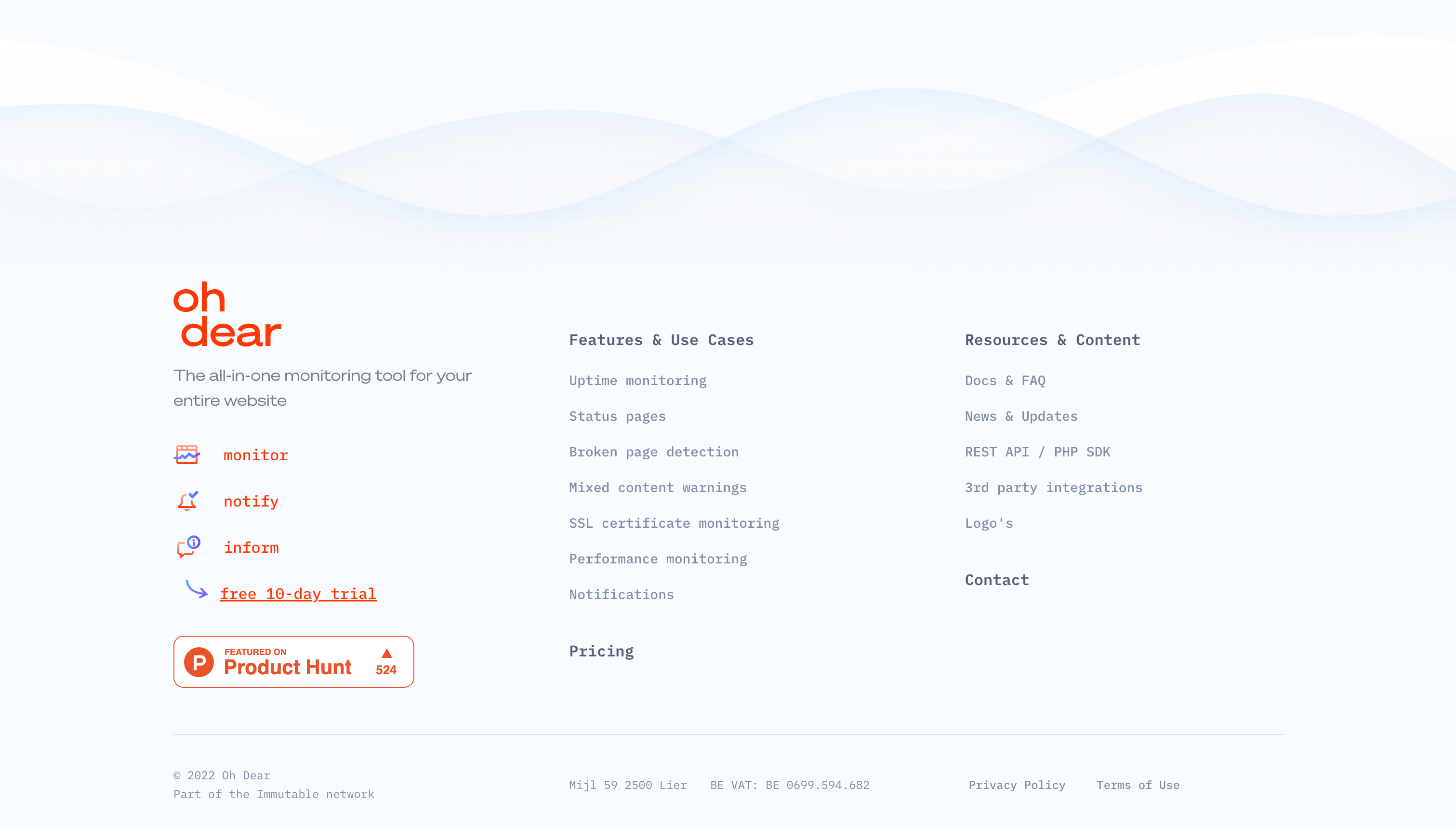 Oh Dear FooterUI component example