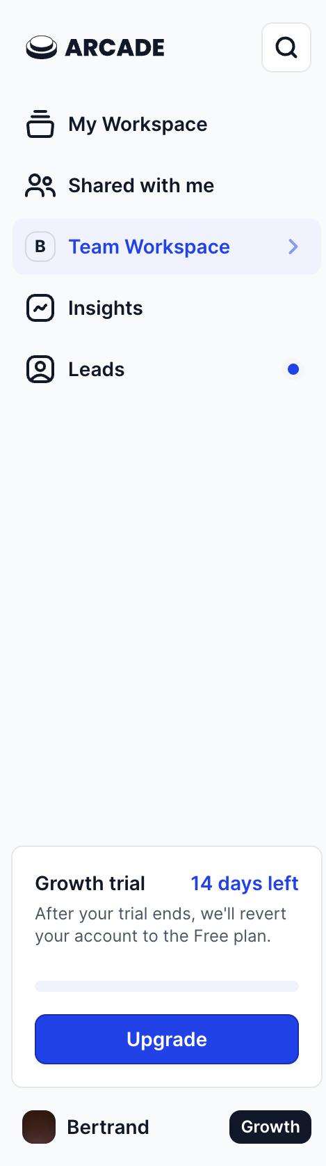 Arcade Vertical navigationUI component example