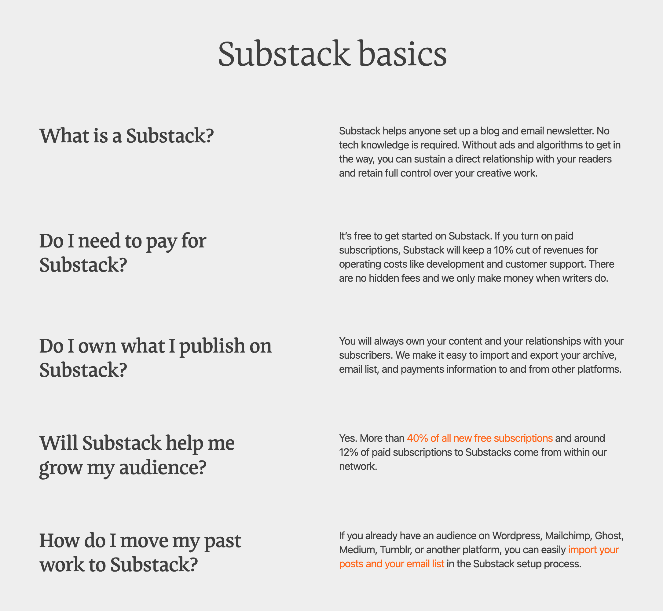 Substack FAQUI component example