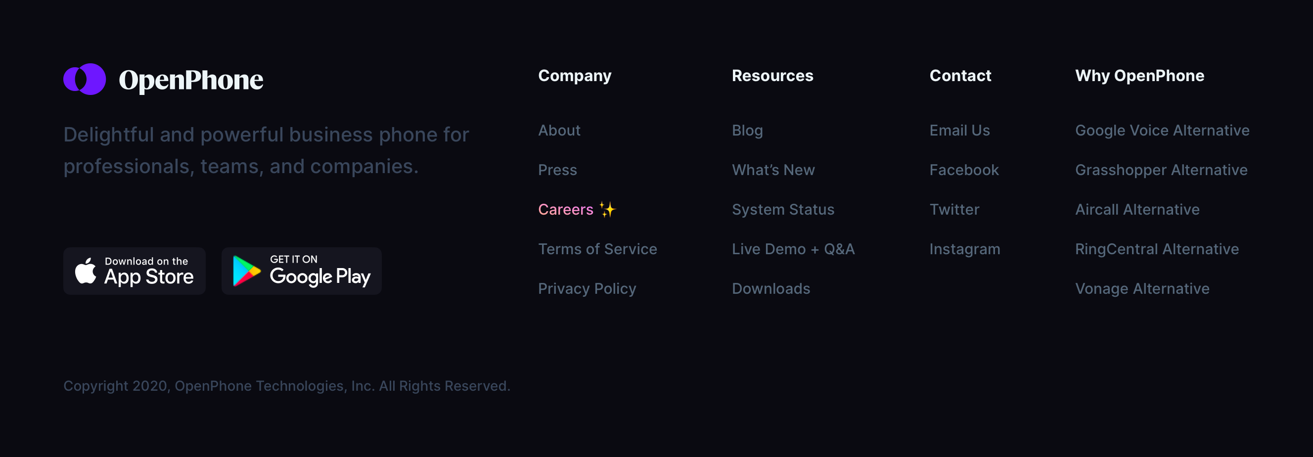 OpenPhone FooterUI component example