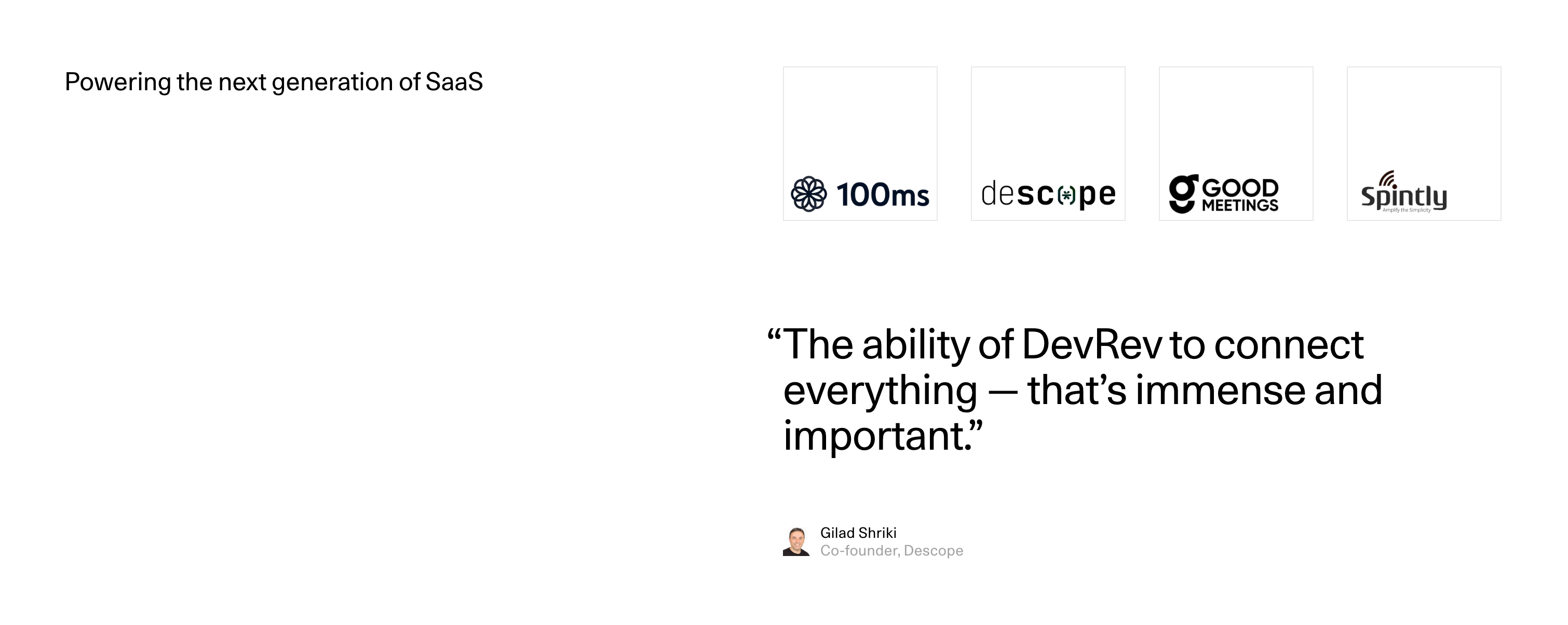 DevRev TestimonialUI component example