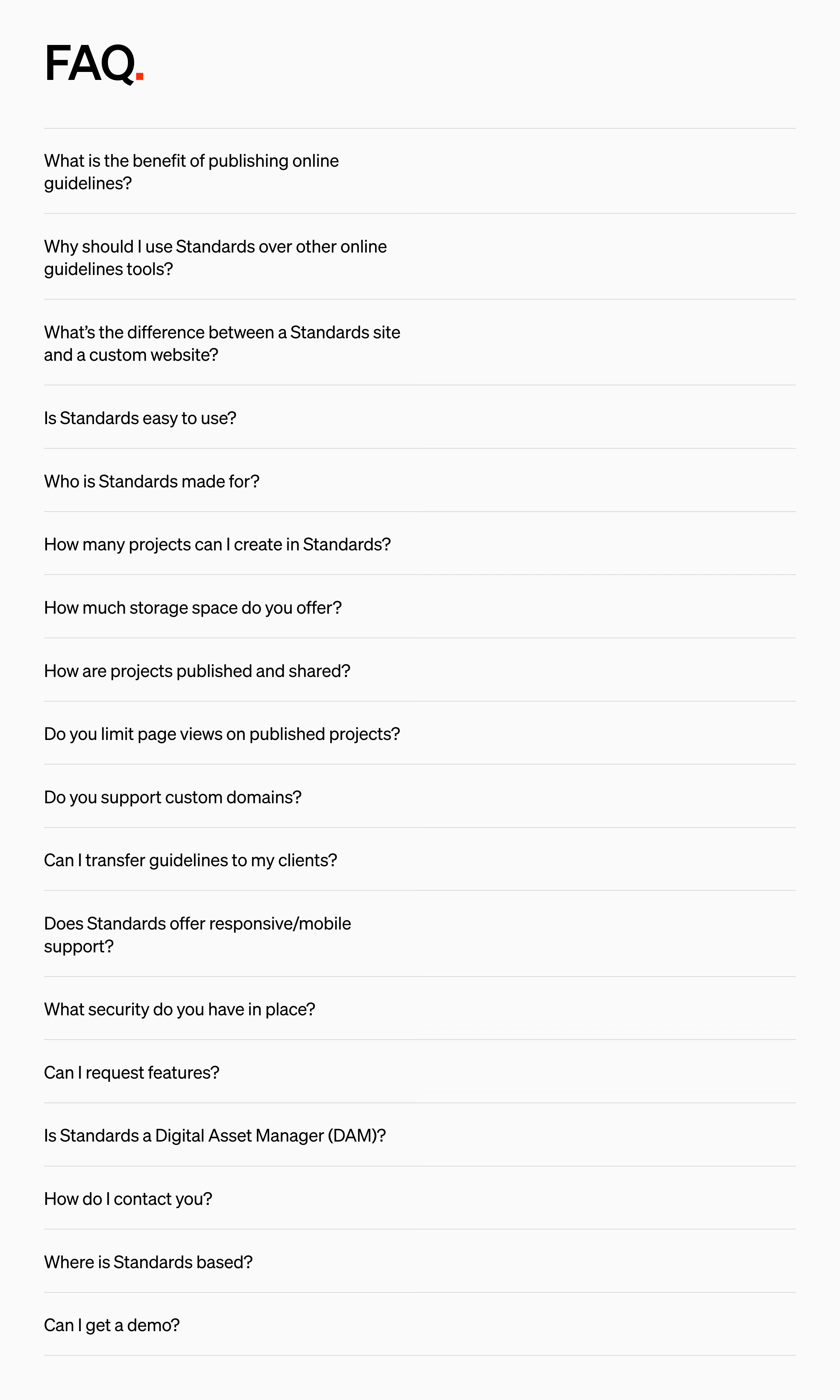 Standards FAQUI component example