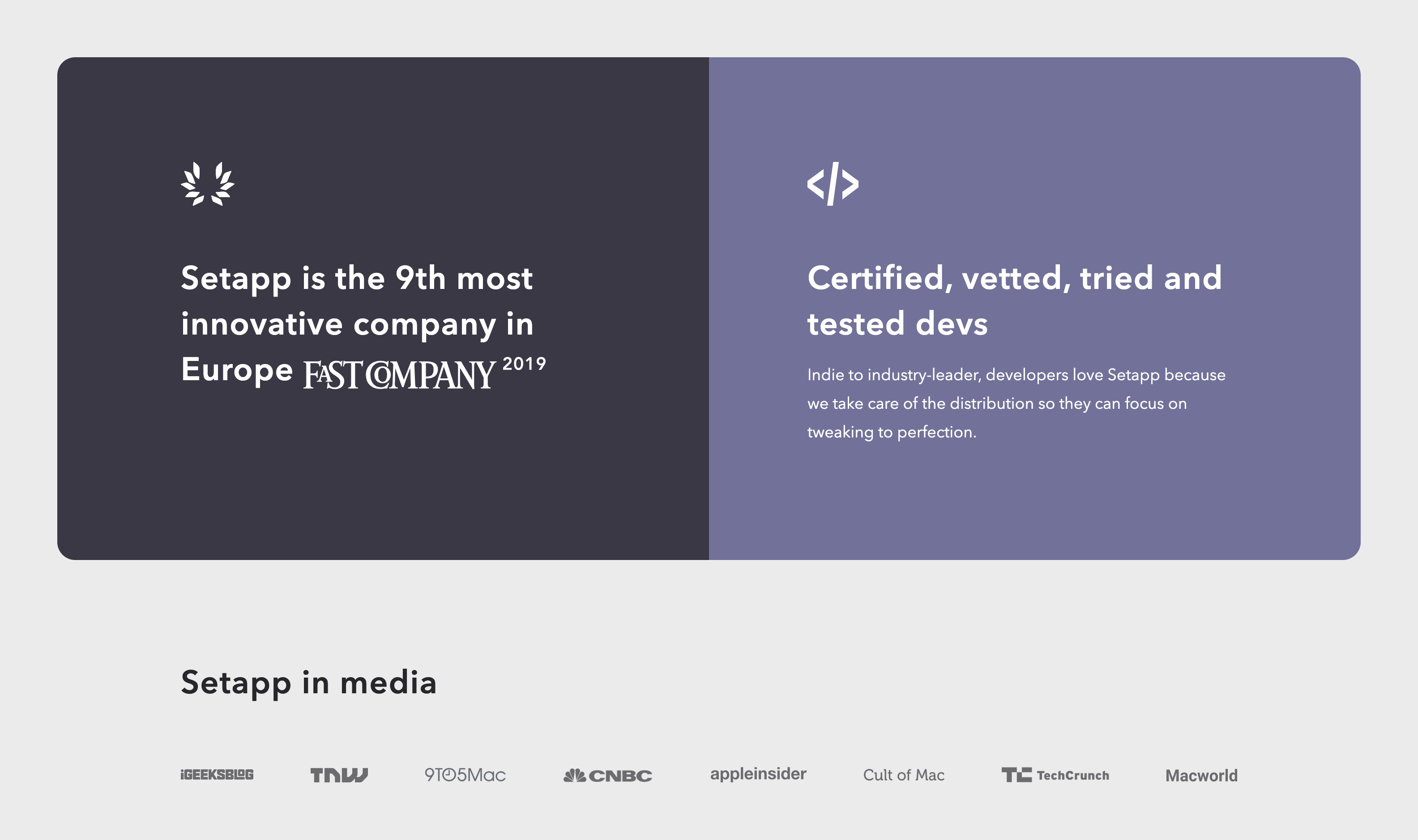 Setapp Social proofUI component example