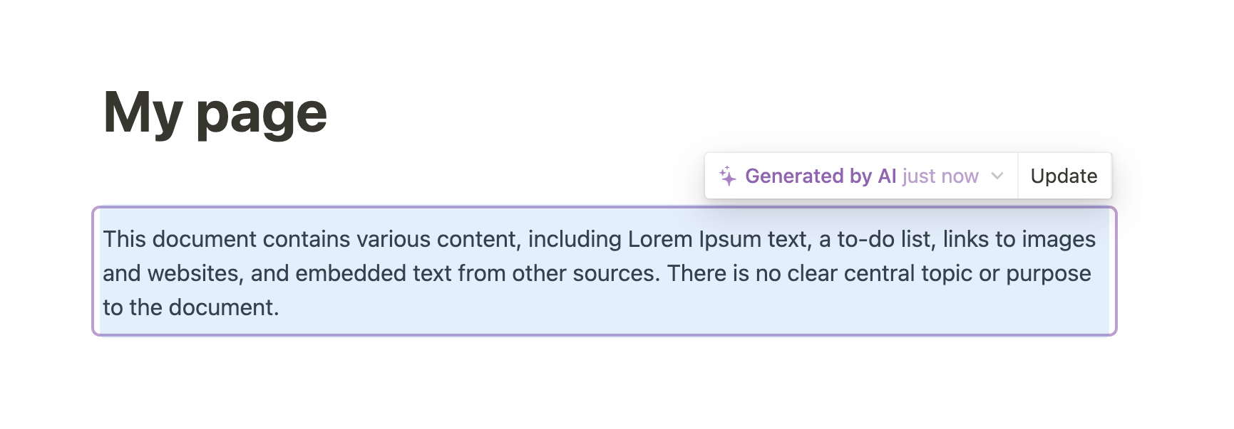 Notion Artificial intelligenceUI component example