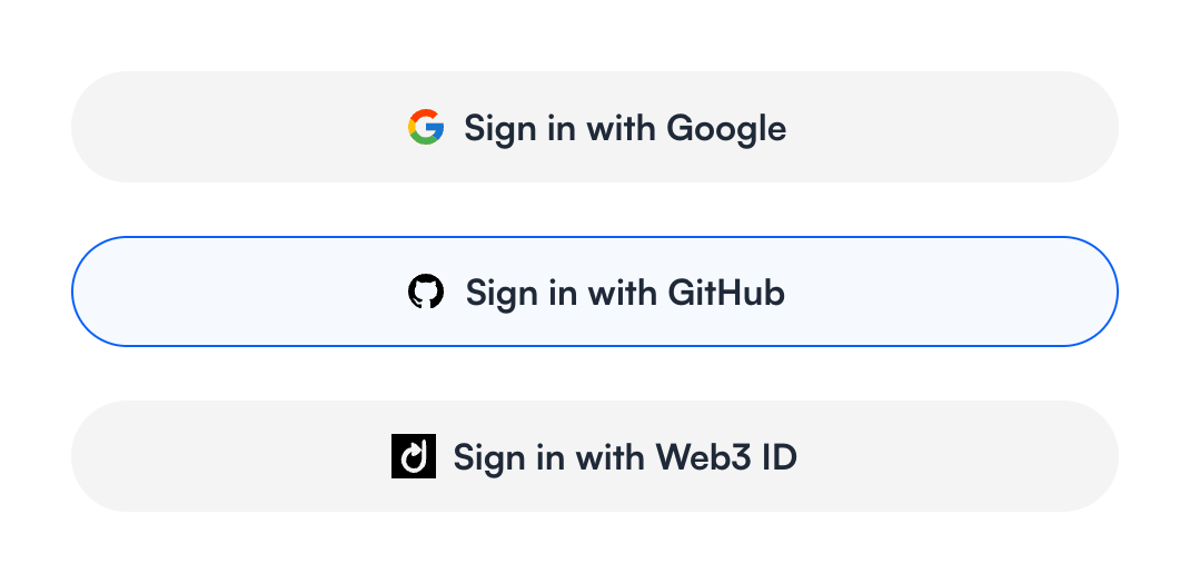 Dock Social login buttonUI component example
