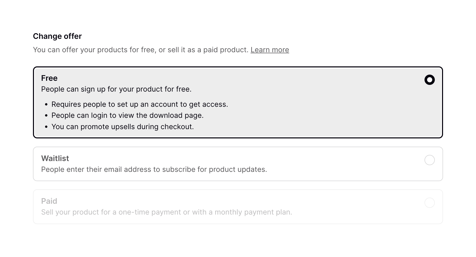 Podia Checkbox & radioUI component example