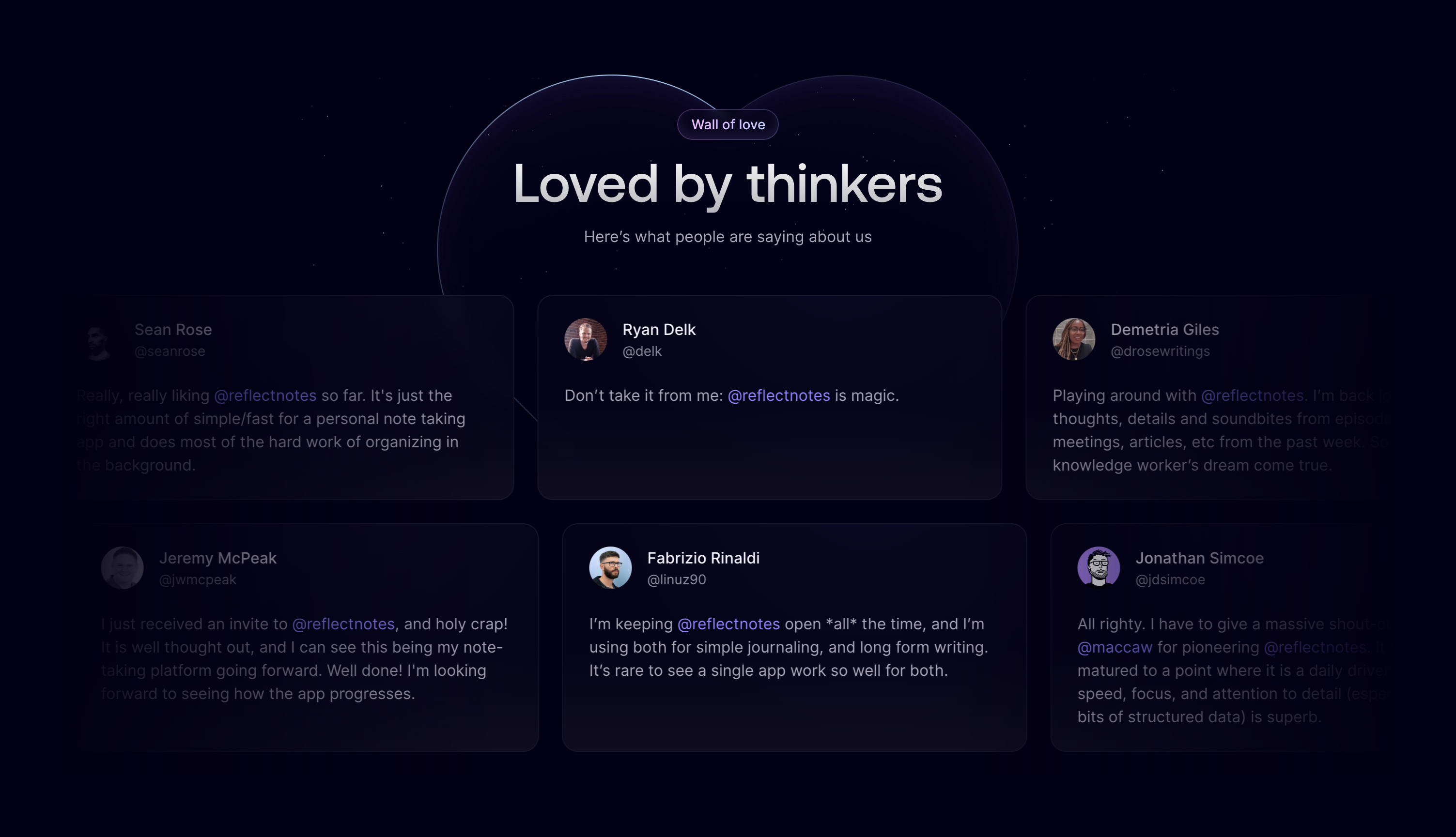 Reflect TestimonialUI component example