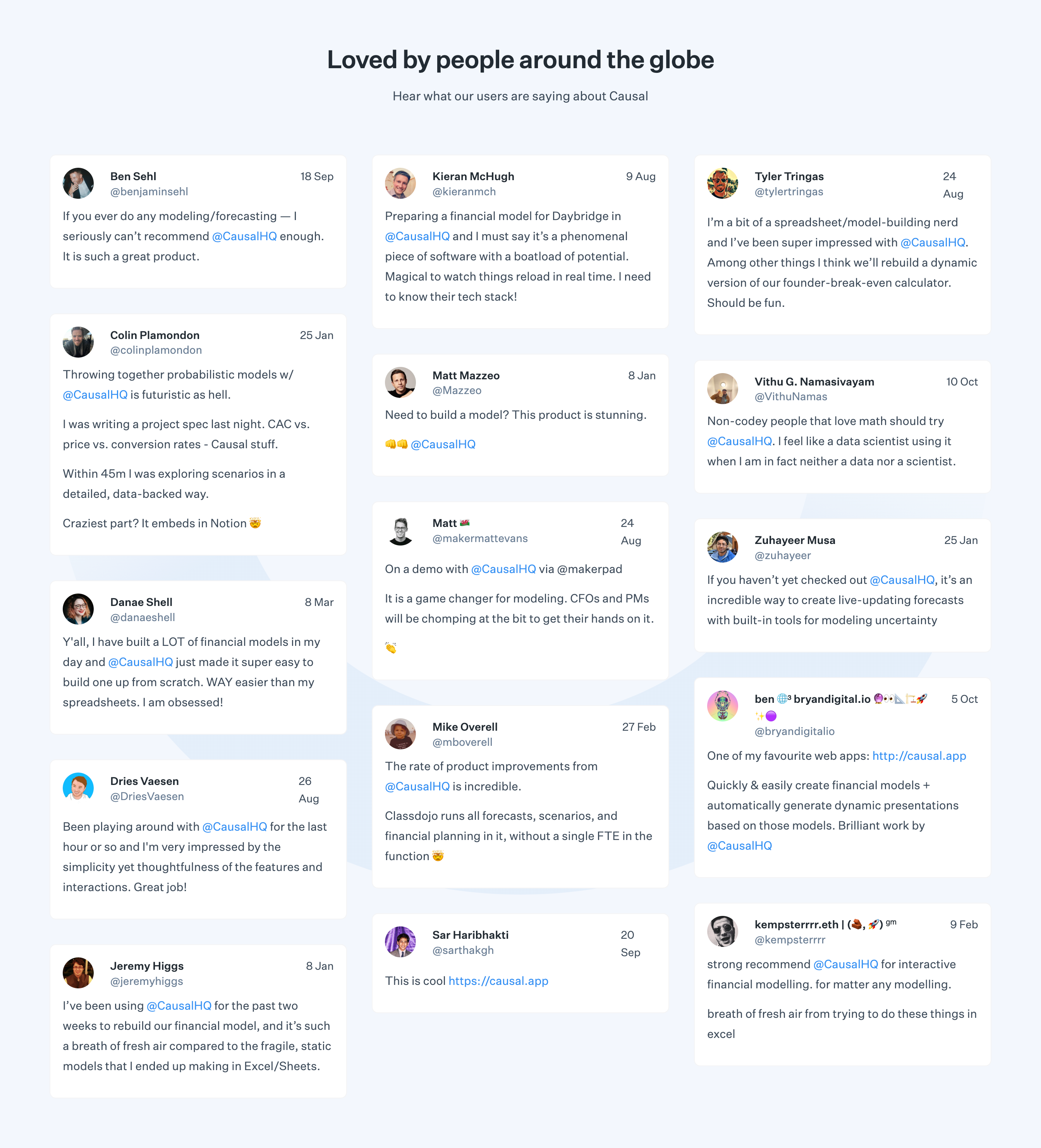 Causal TestimonialUI component example