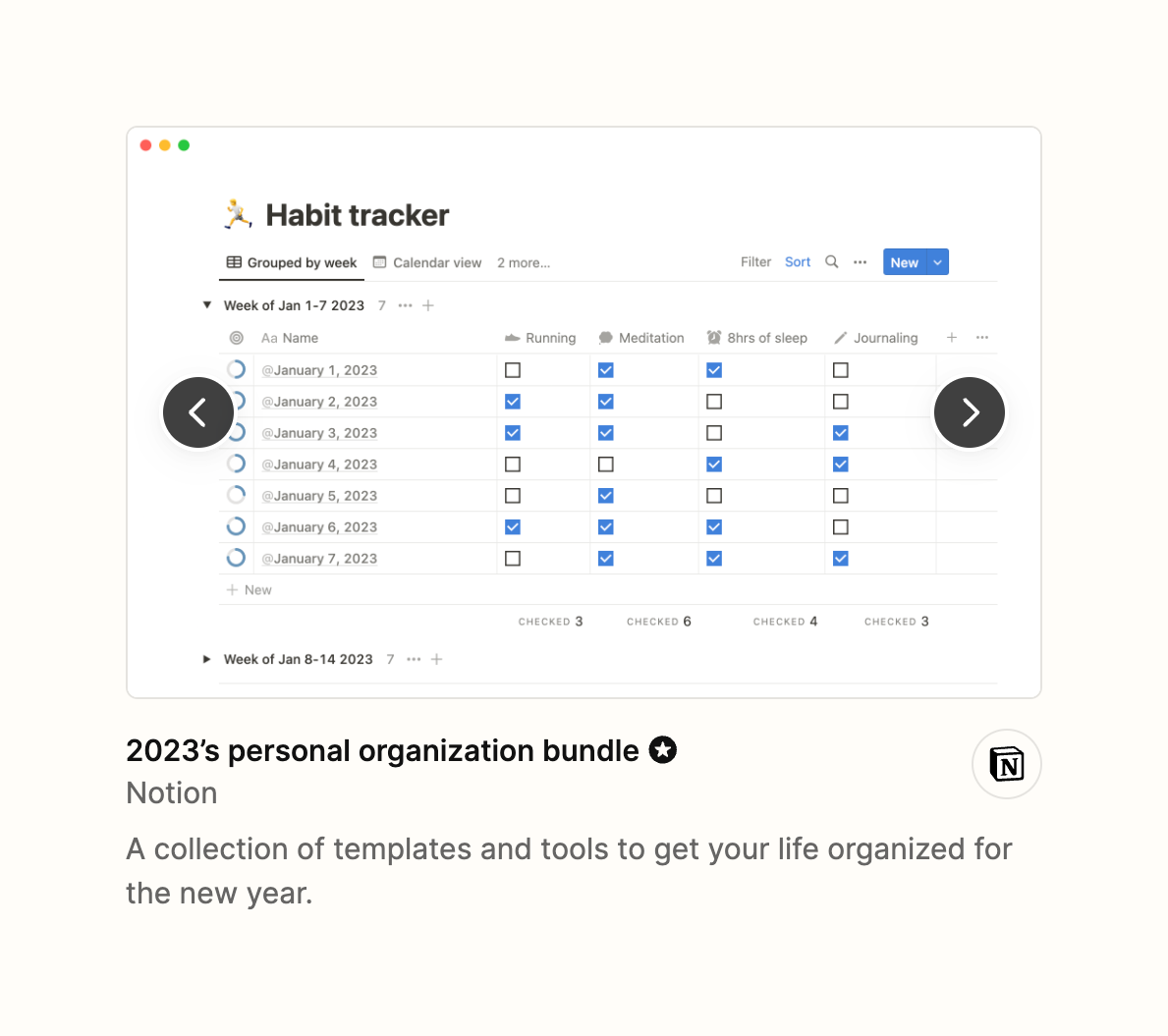 Notion CardUI component example