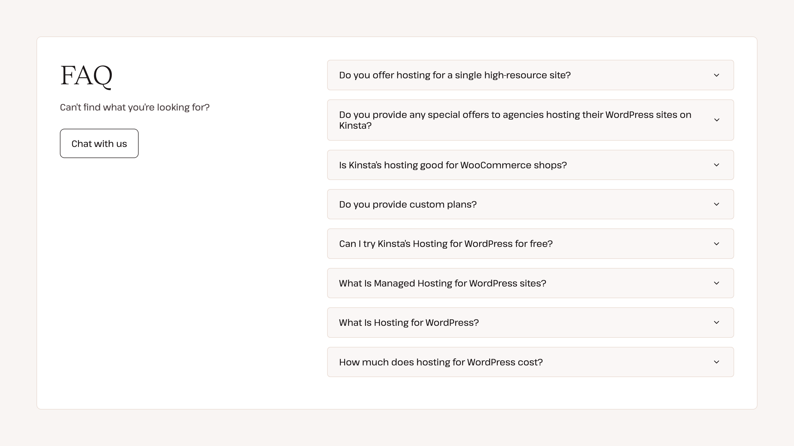 Kinsta FAQUI component example