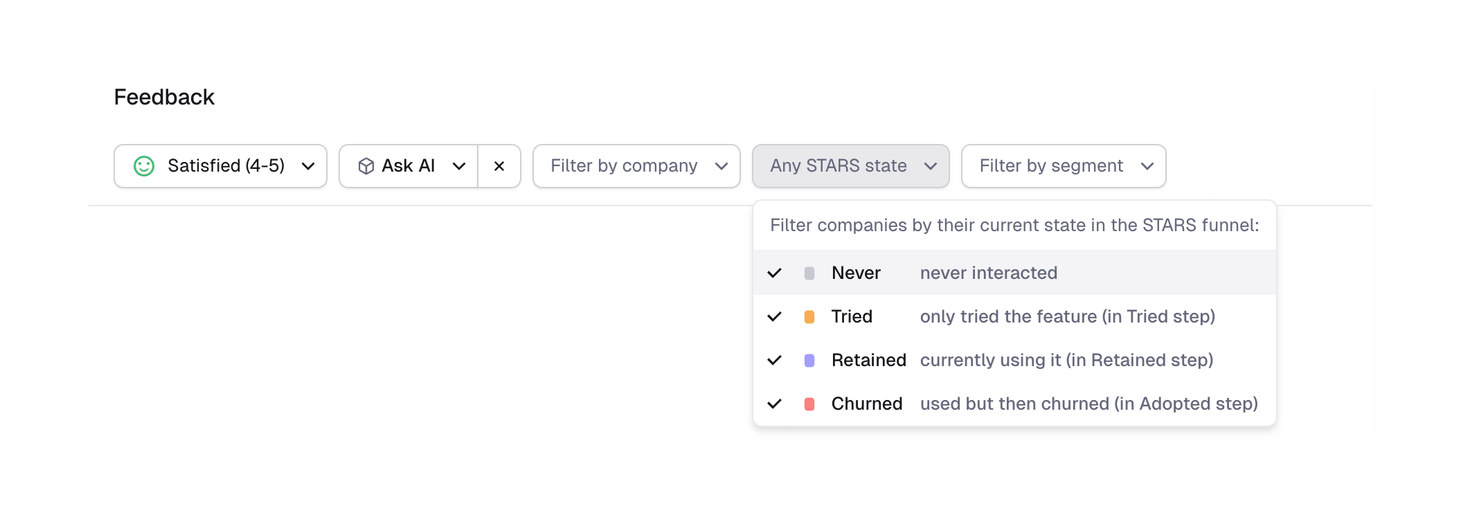 Reflag Sorting & filteringUI component example