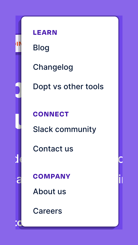 Dopt Dropdown menuUI component example
