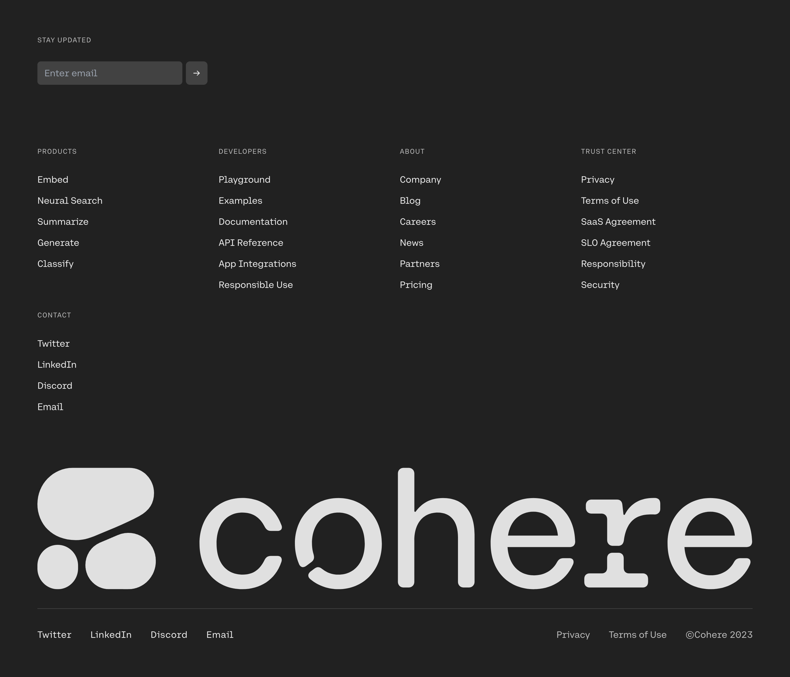 Cohere FooterUI component example