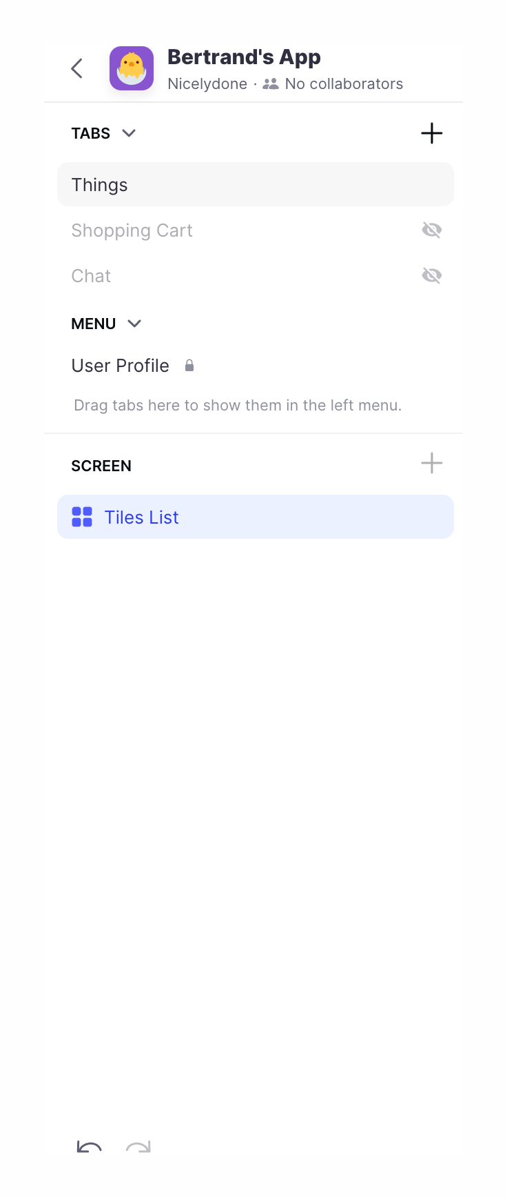 Glide Vertical navigationUI component example