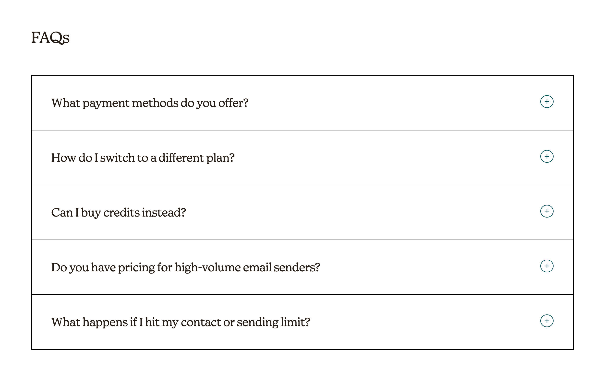 Mailchimp FAQUI component example