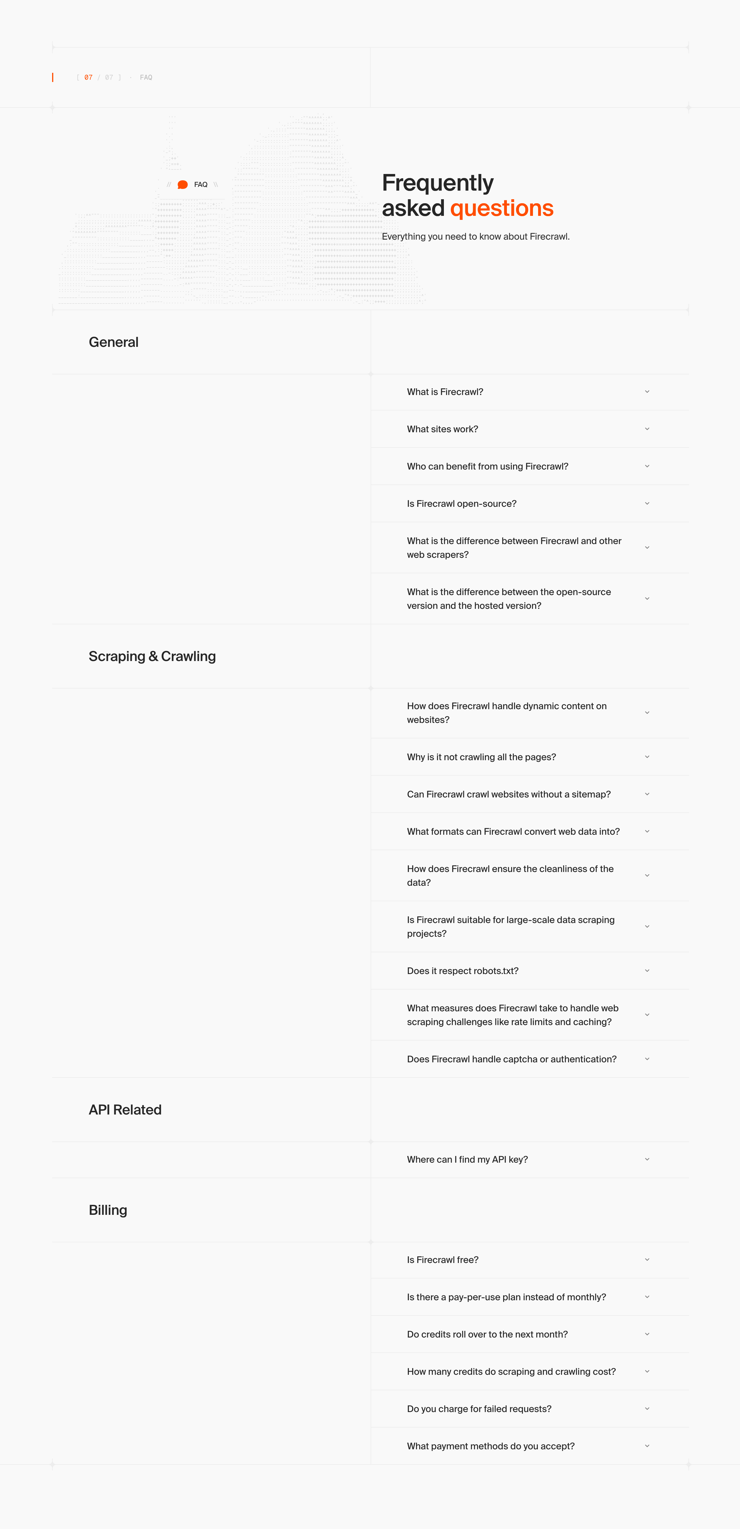 Firecrawl FAQUI component example