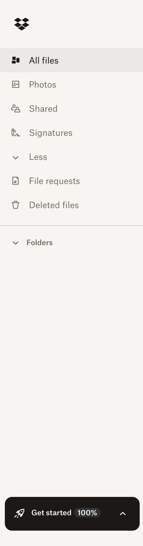 Dropbox Vertical navigationUI component example