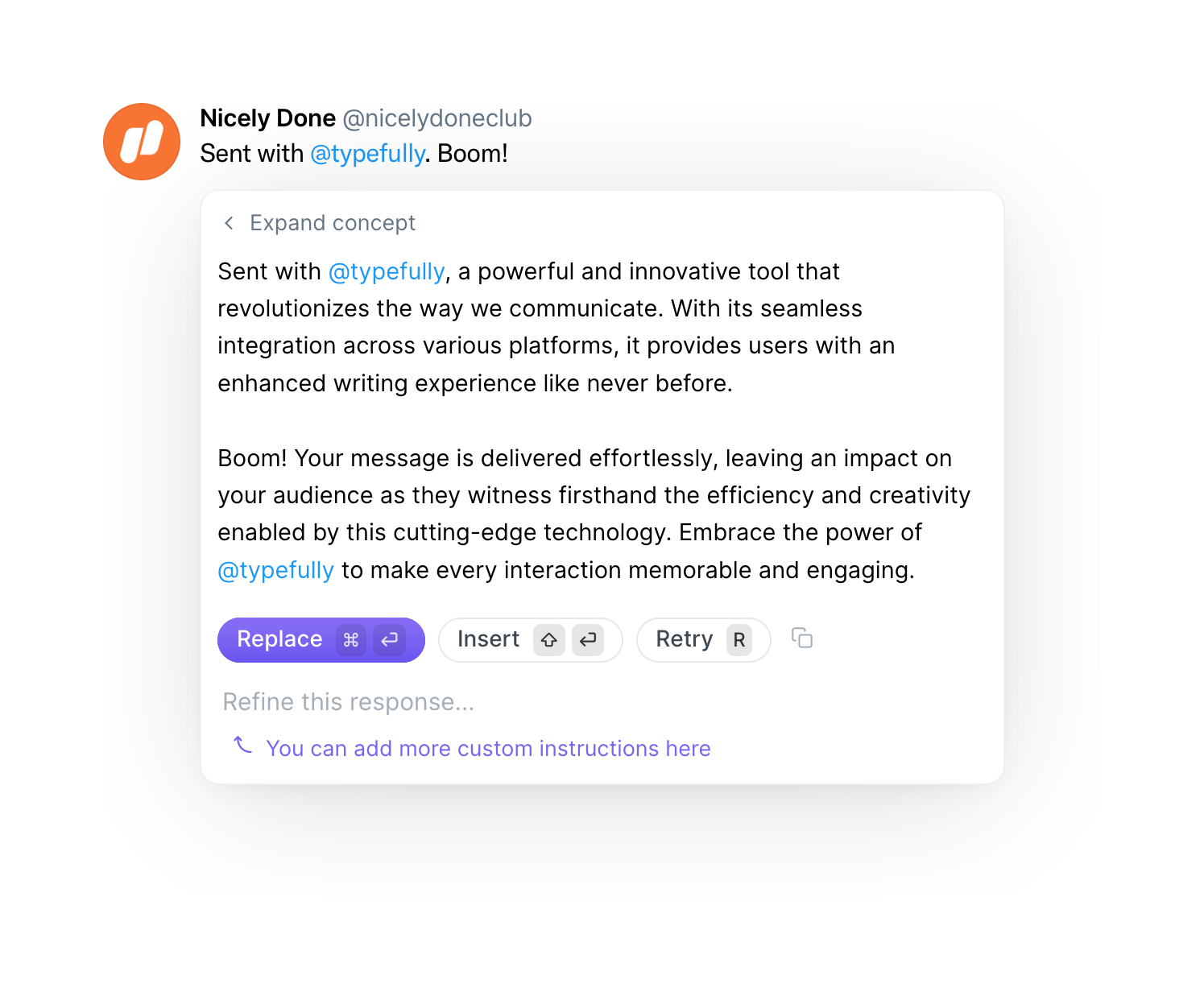 Typefully Artificial intelligenceUI component example