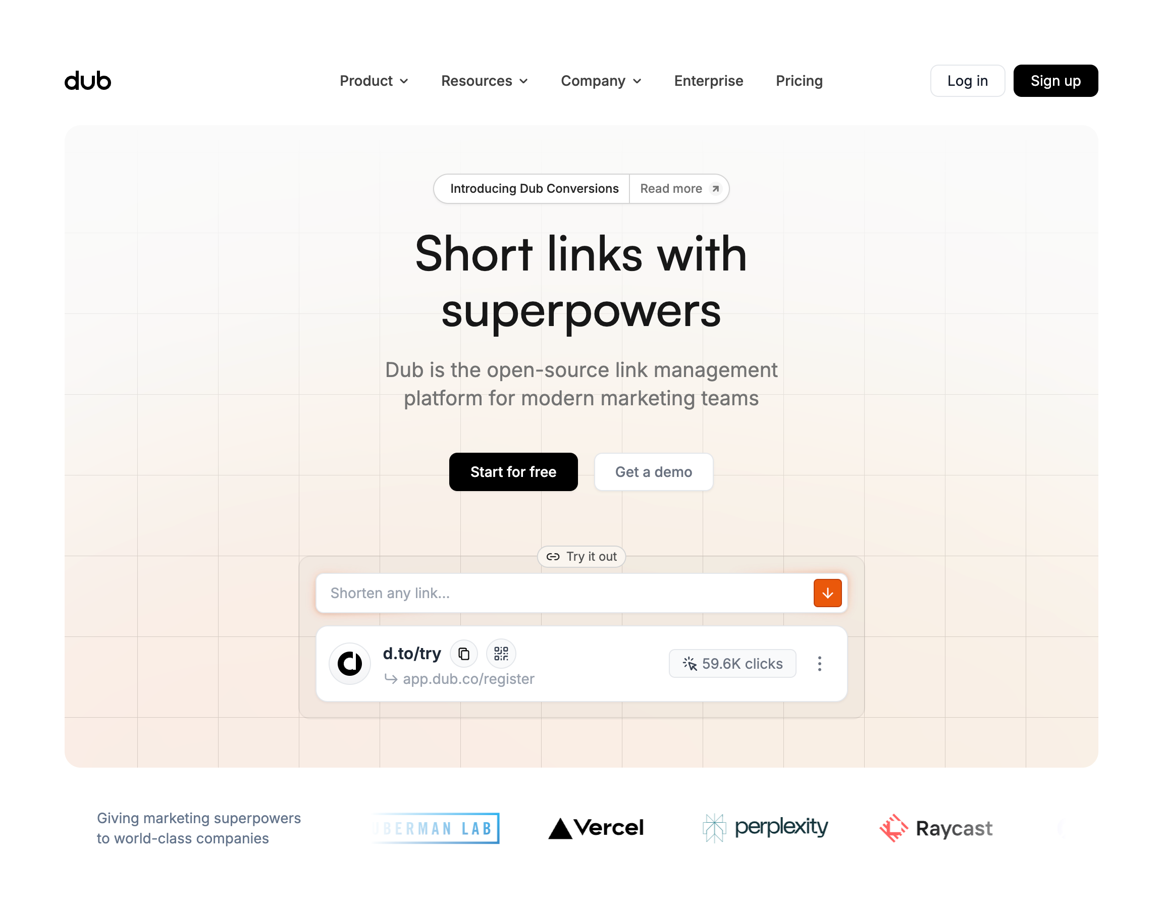 Dub Hero sectionUI component example