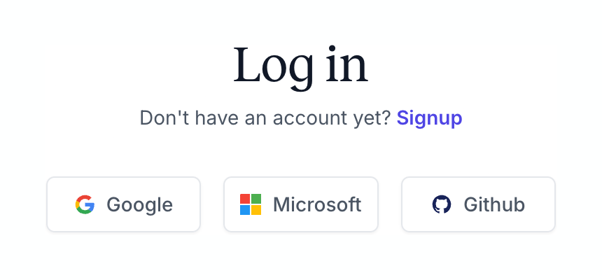 Gumlet Social login buttonUI component example
