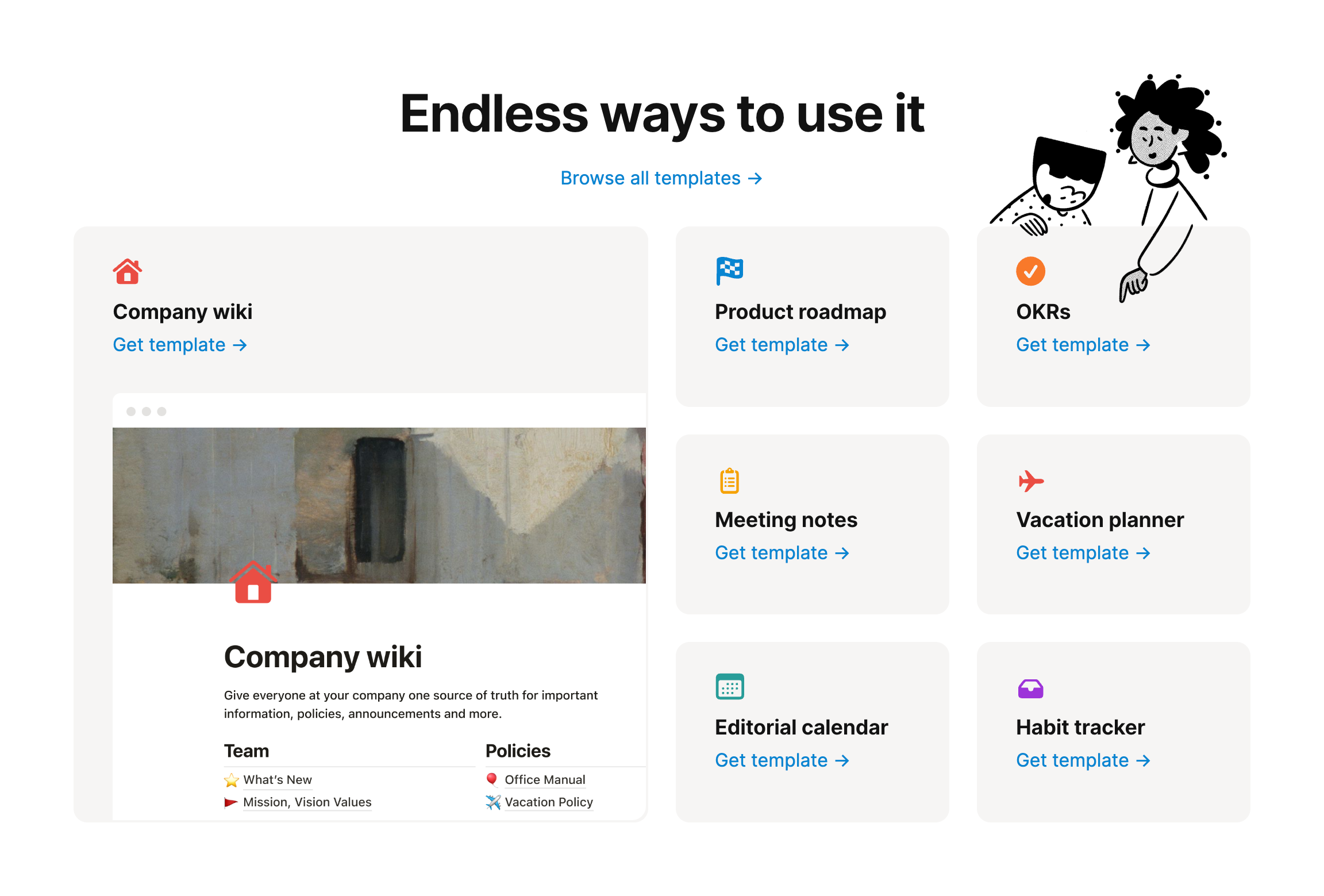 Notion Bento boxUI component example
