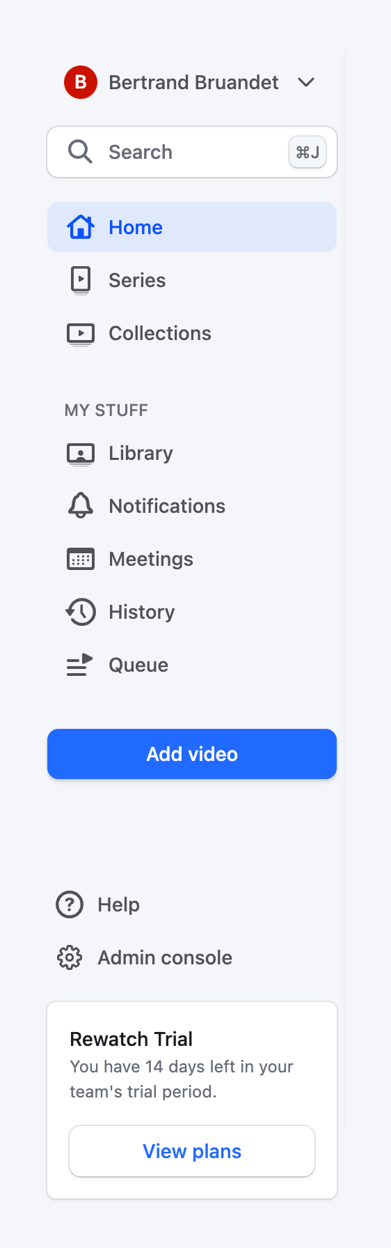 Rewatch Vertical navigationUI component example