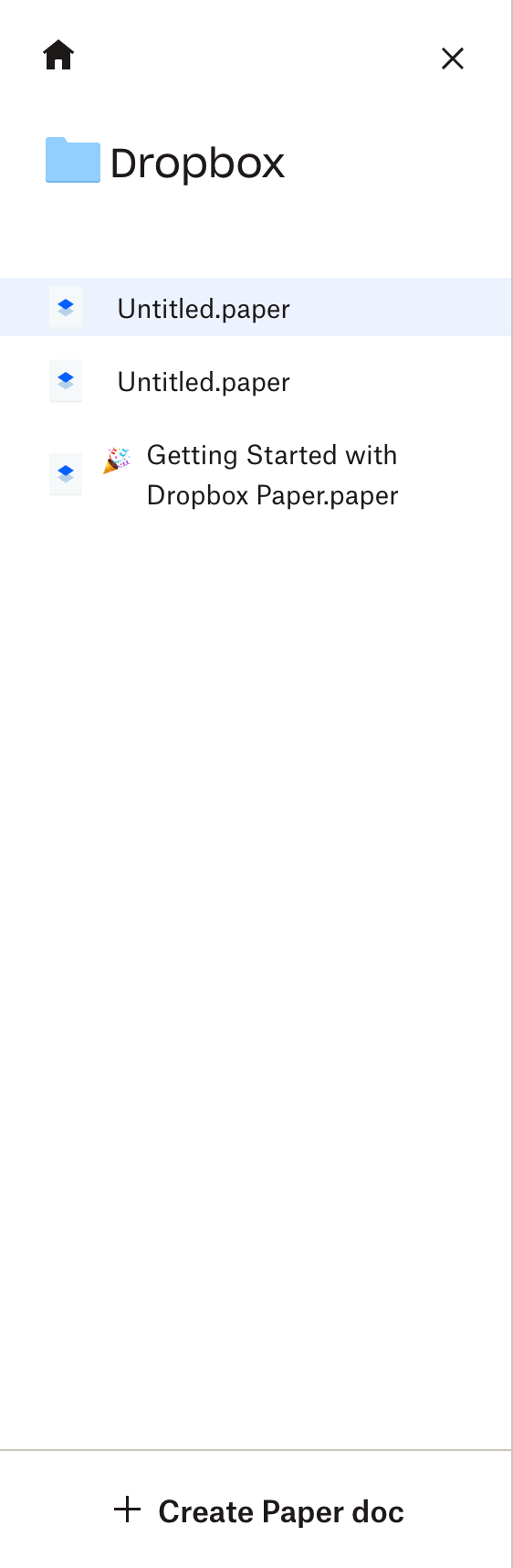 Dropbox paper Vertical navigationUI component example