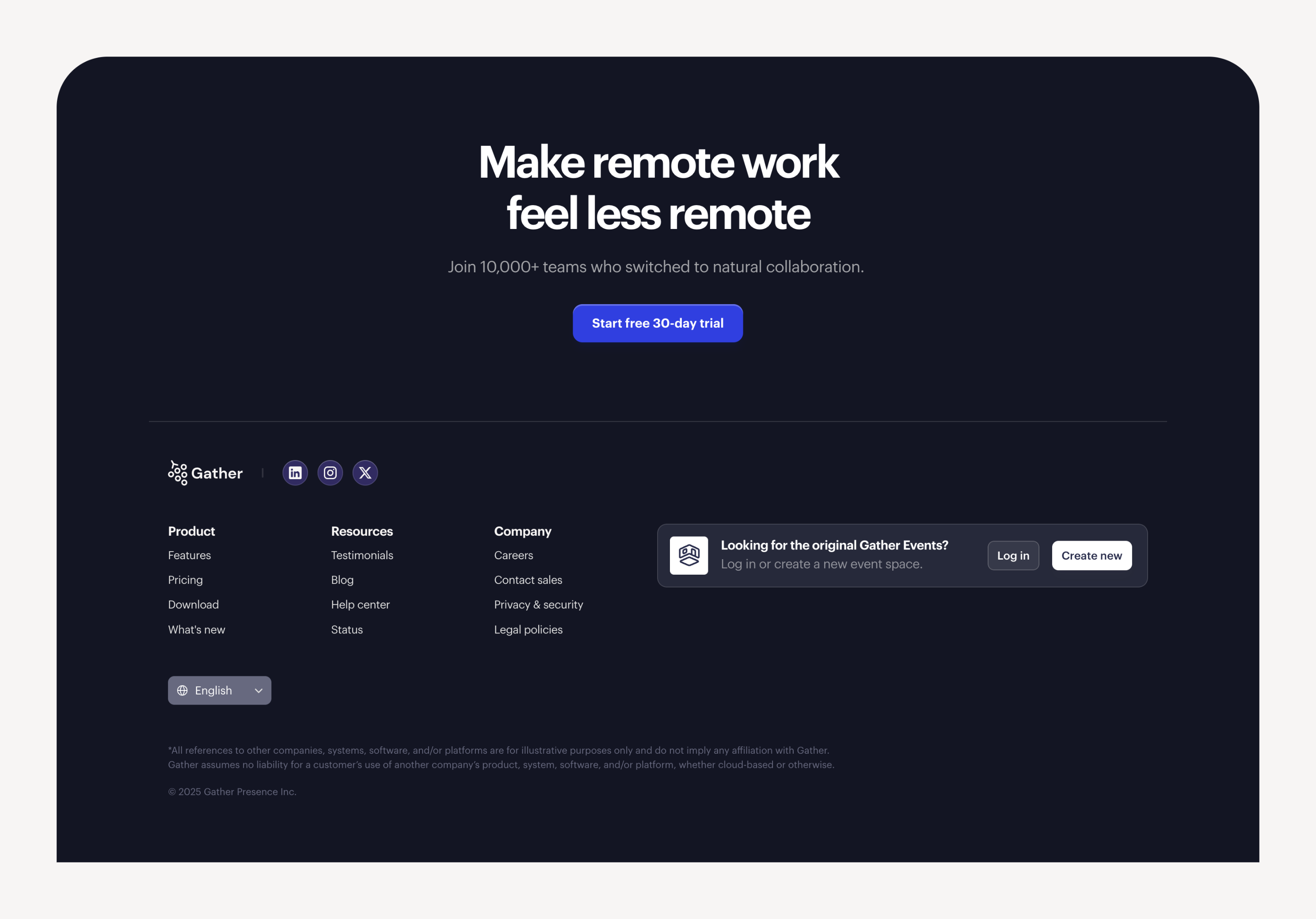 Gather
				footer ui component