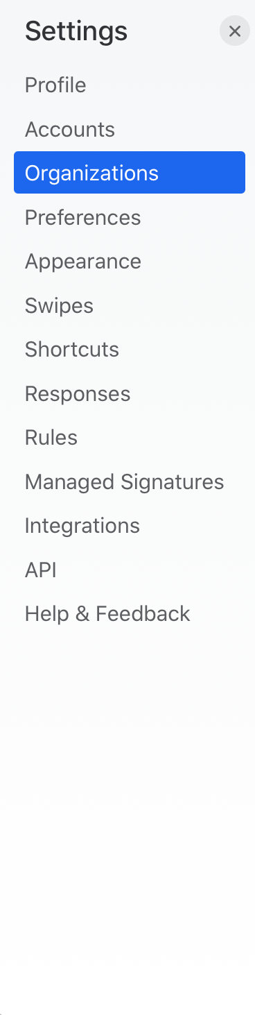 Missive Vertical navigationUI component example