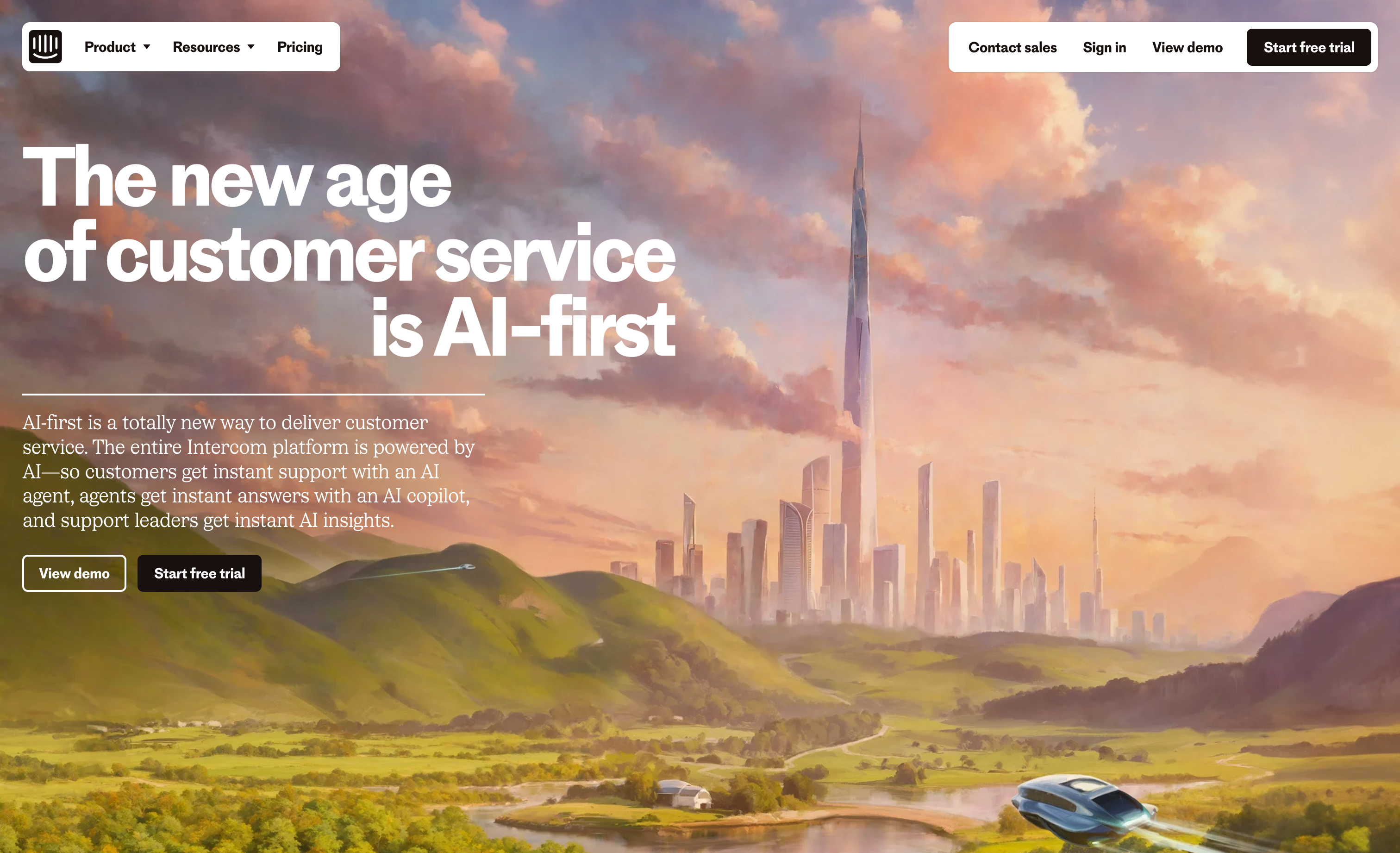 Intercom Hero sectionUI component example