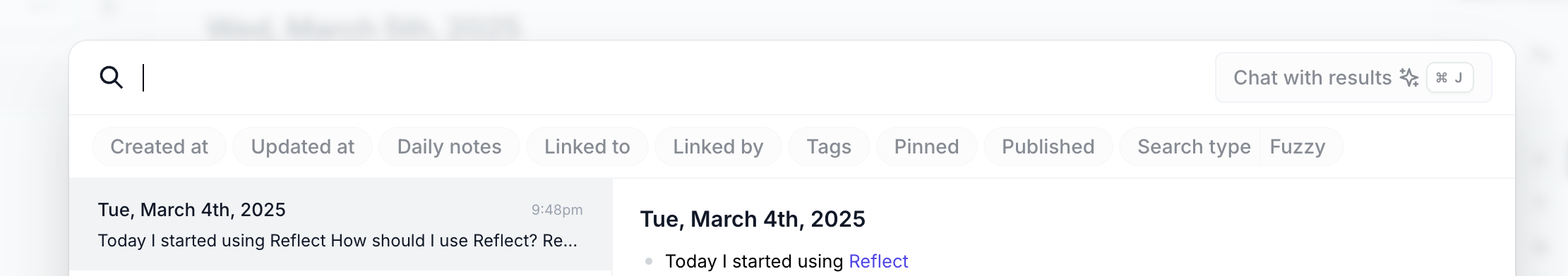 Reflect Artificial intelligenceUI component example