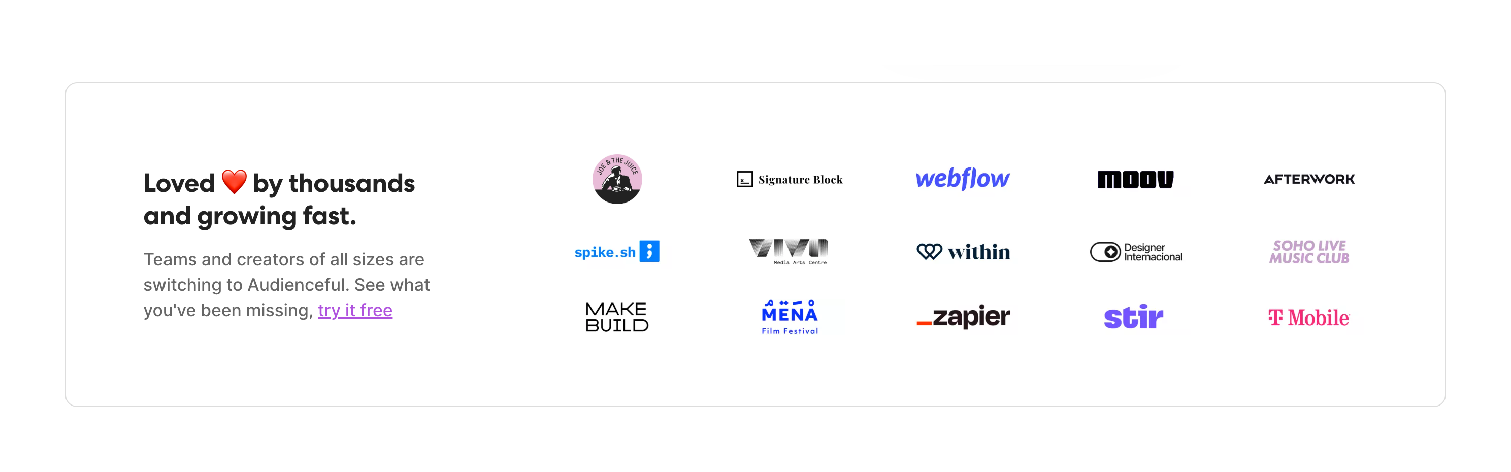 Audienceful Social proofUI component example
