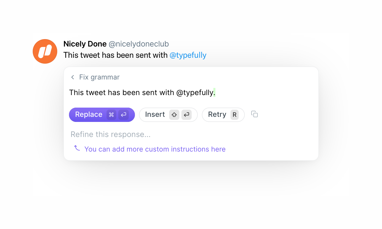 Typefully Artificial intelligenceUI component example