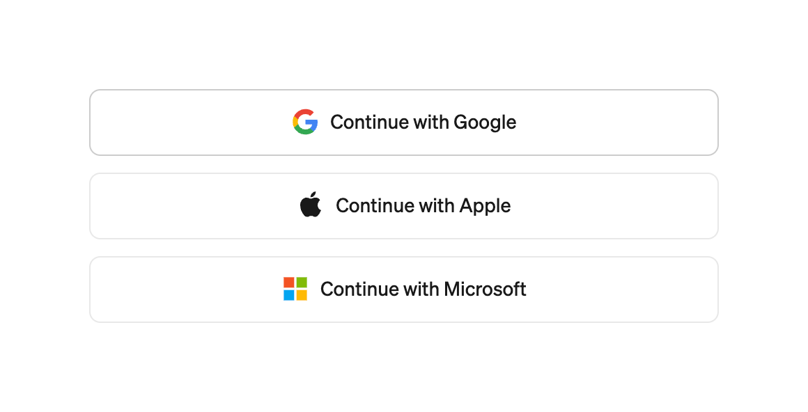 Steep Social login buttonUI component example