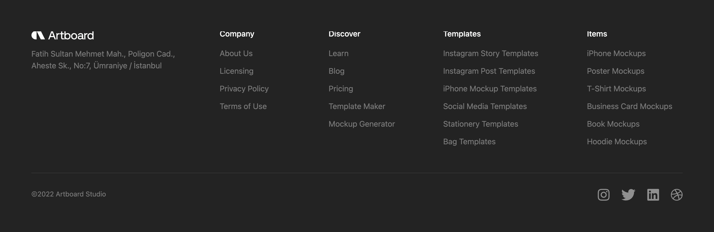 Artboard Studio FooterUI component example