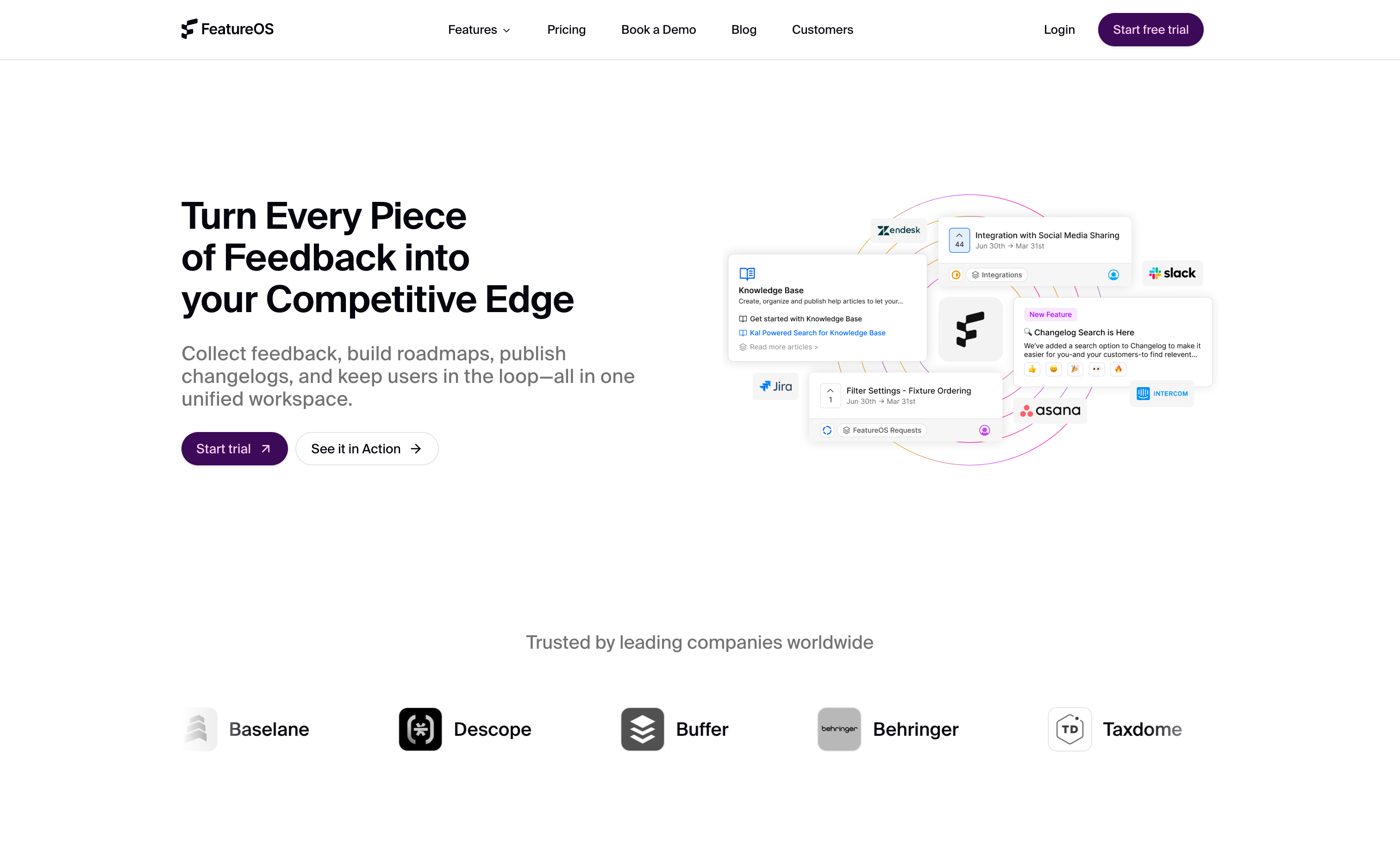 FeatureOS Hero sectionUI component example