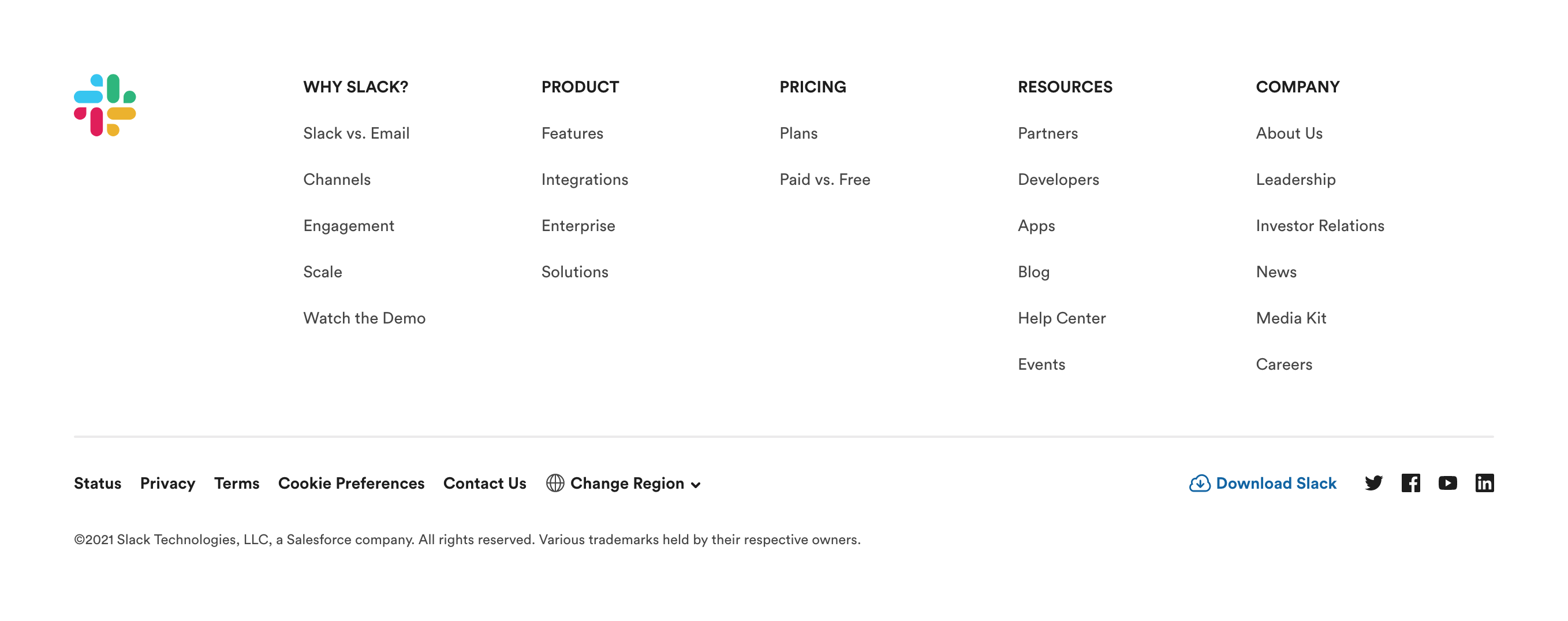 Slack FooterUI component example