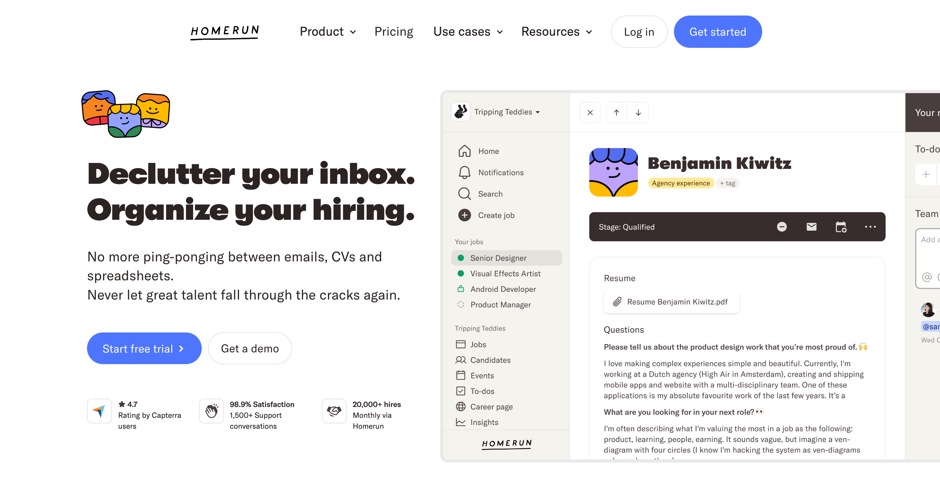 Homerun Hero sectionUI component example