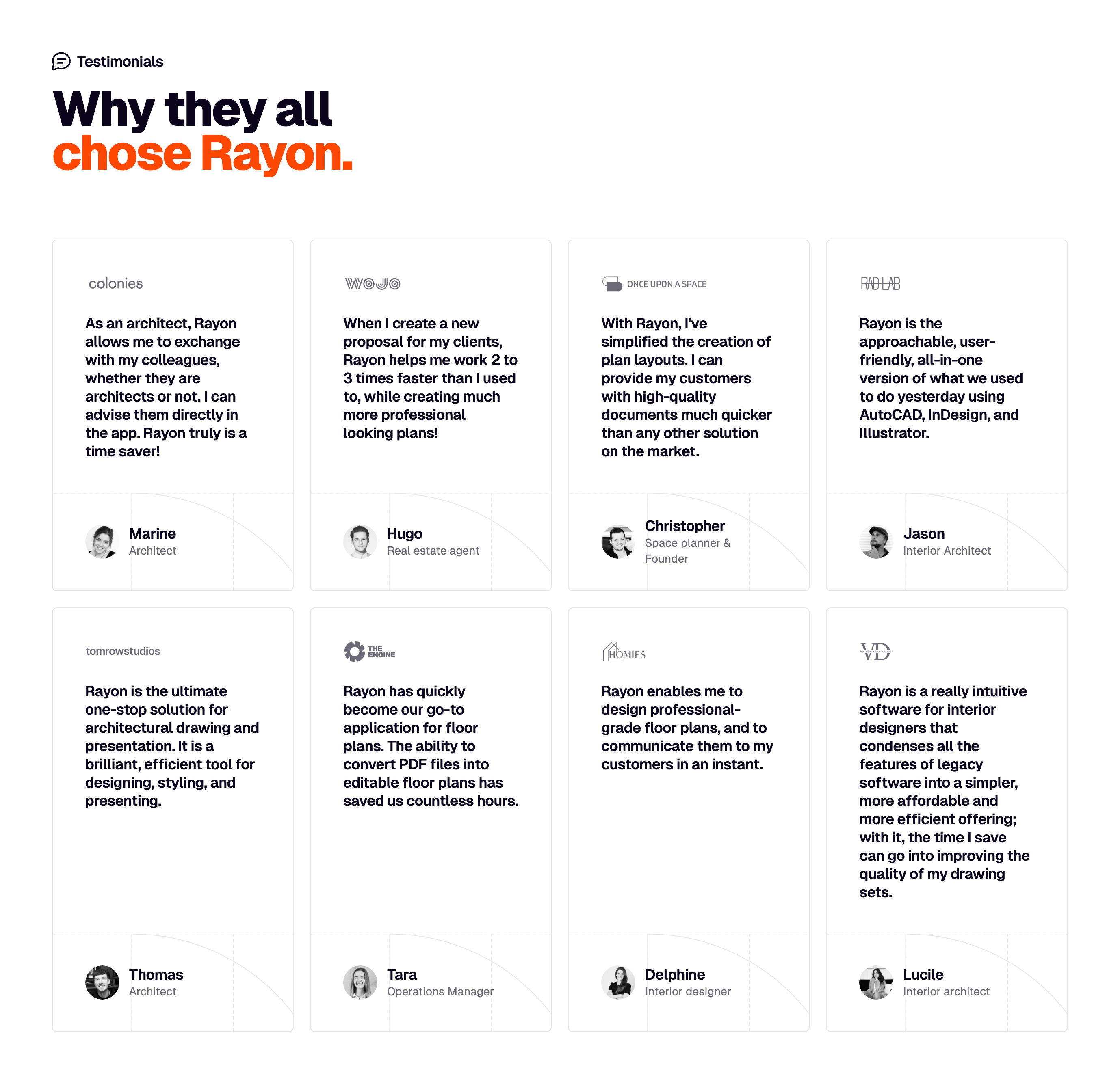 Rayon TestimonialUI component example