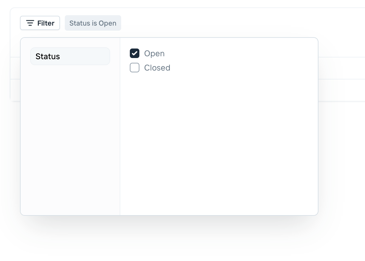 Increase Sorting & filteringUI component example