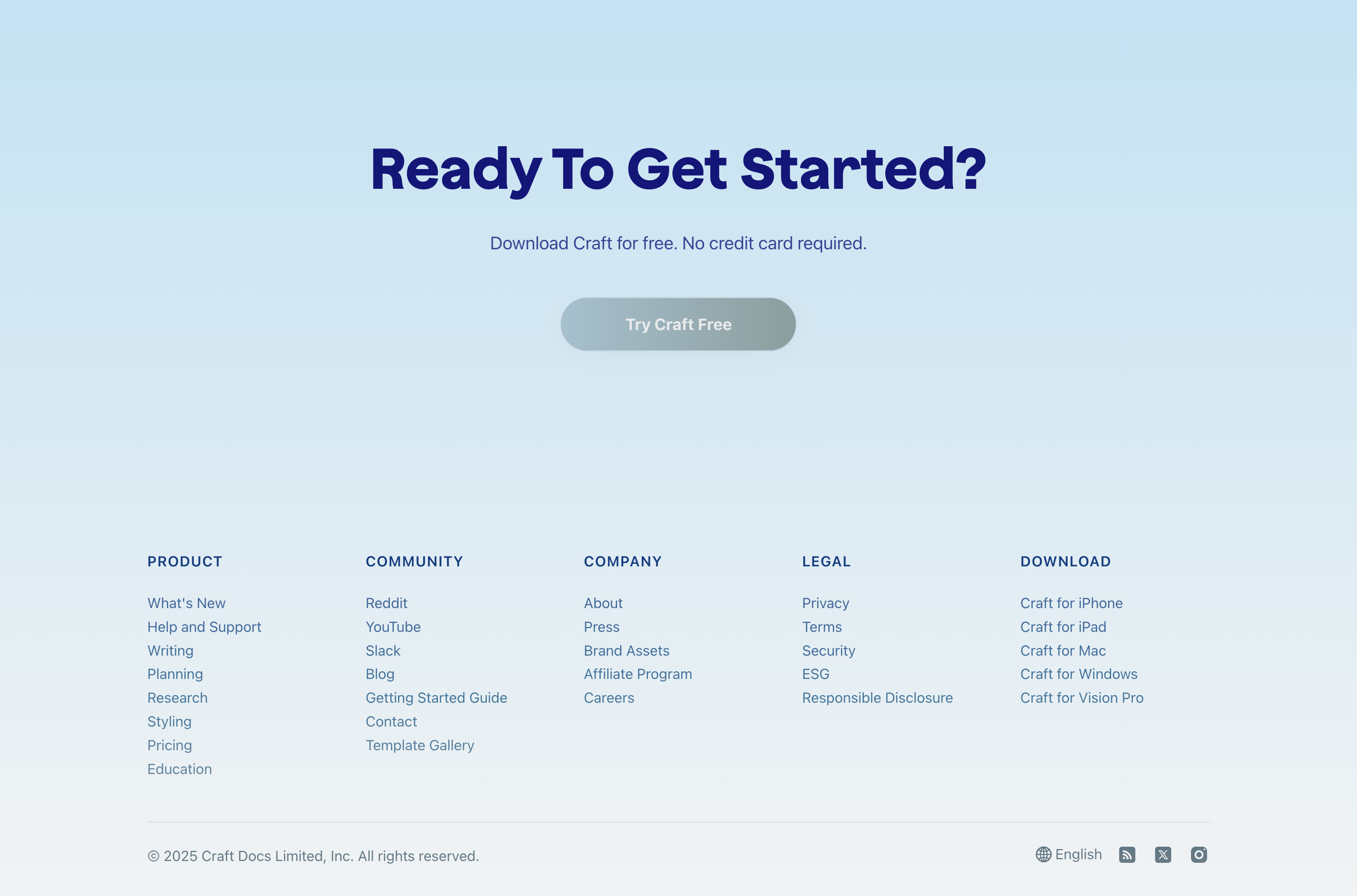Craft FooterUI component example